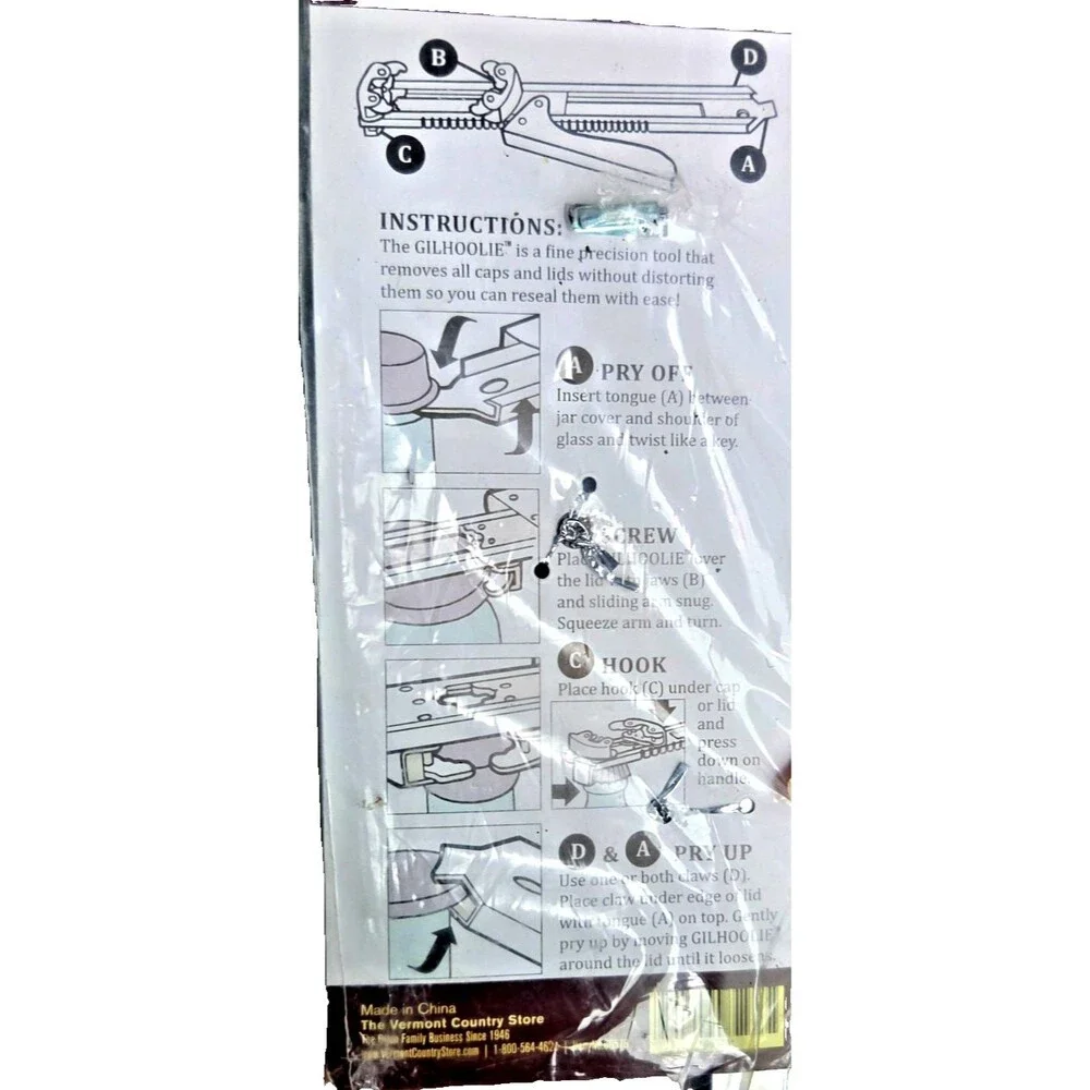 NIB Vermont Country Store Gilhoolie Jar Opener Opens Bottles And Jars All Sizes